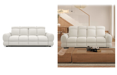 sofa tollo 3 z elektrycznie wysuwanym siedziskiem i regulacją zagłówków, posiada atrakcyjne przeszycia i pikowania