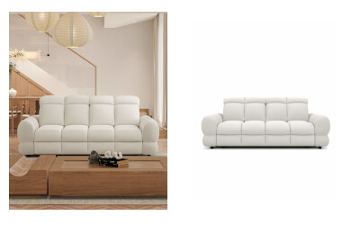 sofa do salonu z regulowanymi zagłowkami i eleganckimi przeszyciami na całej niemal powierzchni