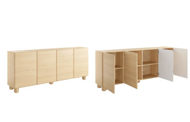 duża jasna komoda 4 drzwiowa do salonu