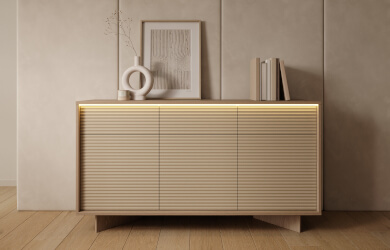 komoda 3 drzwi, 3 szuflady, oświetlenie zewnętrzne