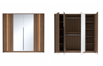 szafy czterodrzwiowe z lustrami, brązowe
