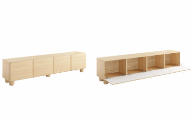 jasna szafka rtv z 4 drzwiczkami do salonu