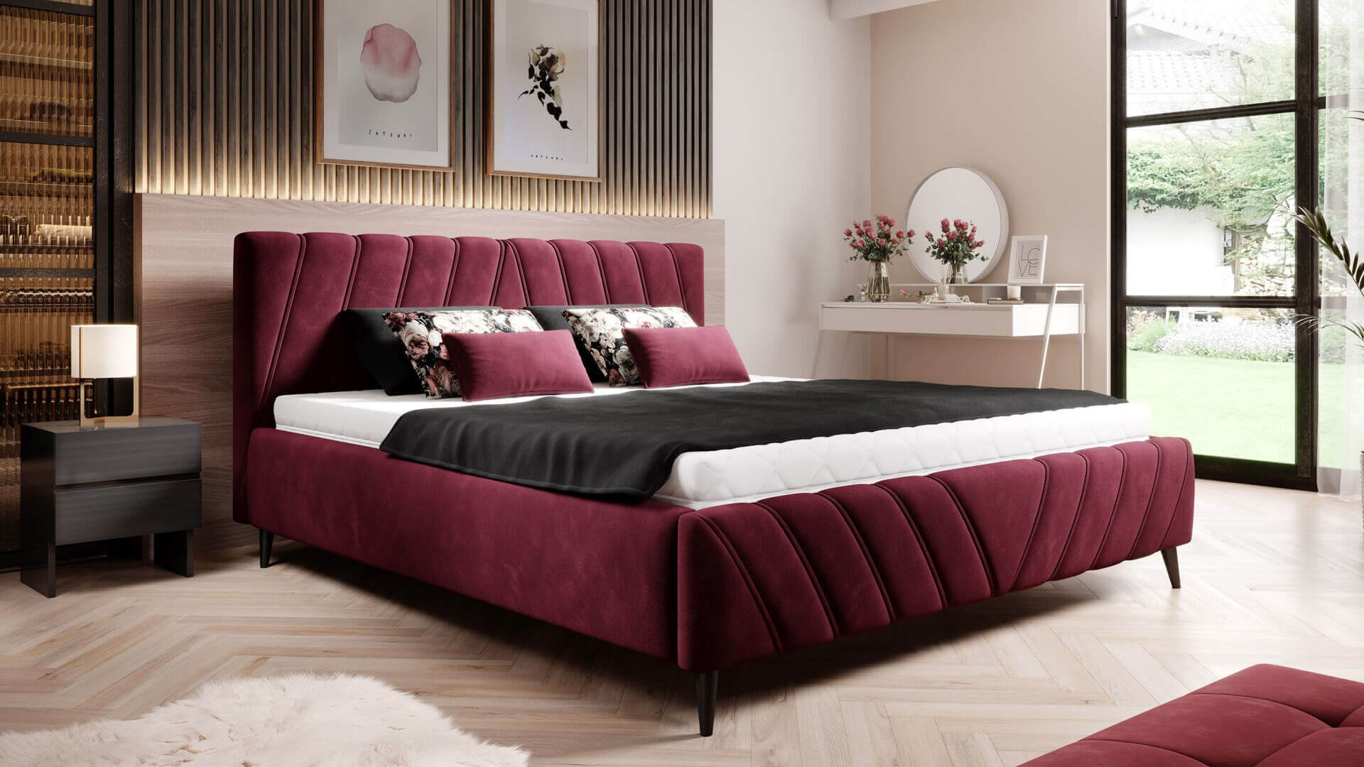 Eleganckie łóżka tapicerowane w nowoczesnych aranżacjach z przeszywanym wezgłowiem i podnużkiem