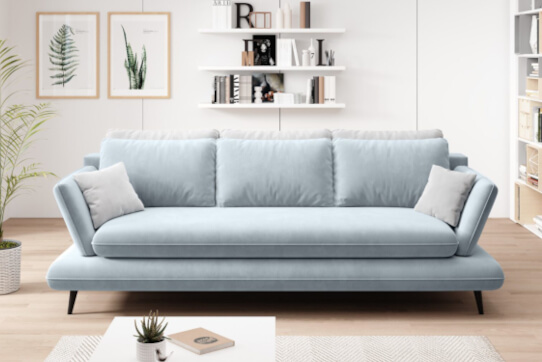 Sofa rozkładana typu DL na wysokich nóżkach