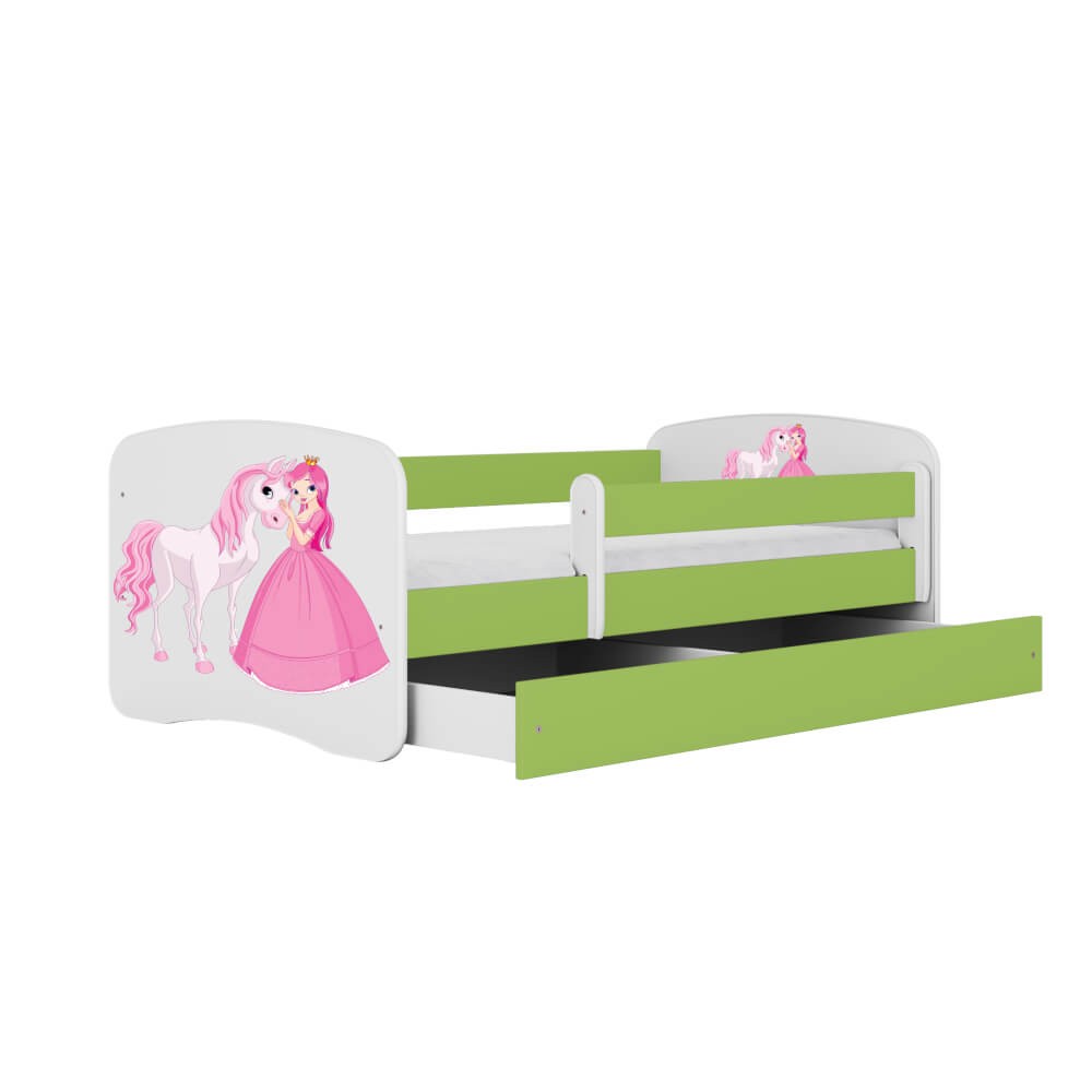 Dodatki w kolorze: zielonym/łóżko księżniczka i konik