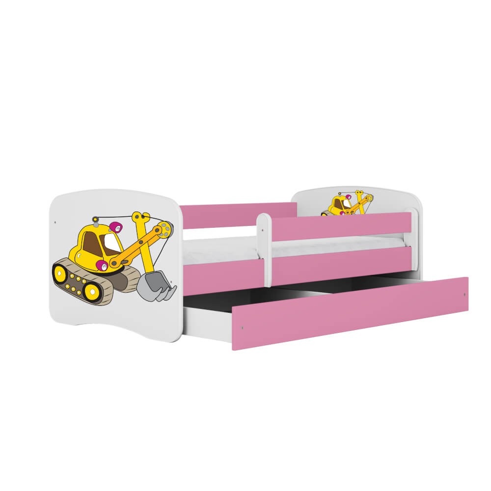 Dodatki w kolorze: różowym/łóżko koparka