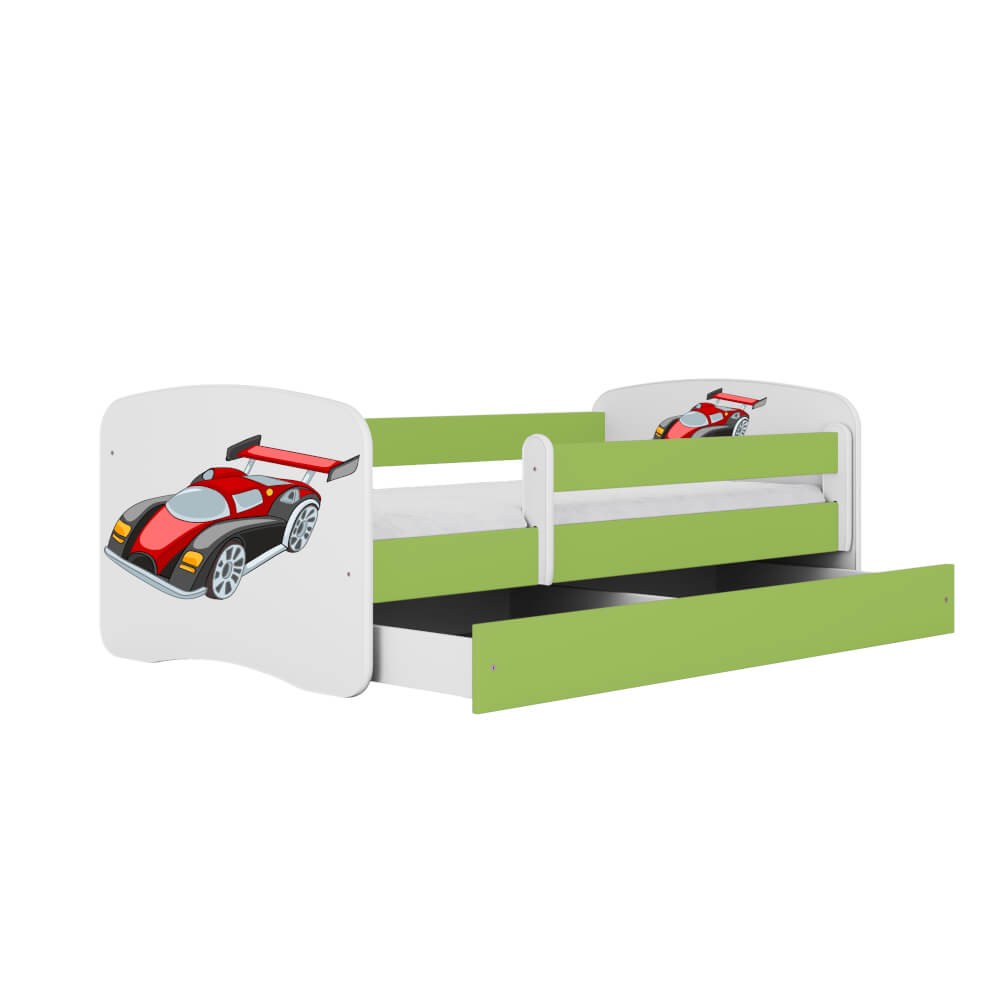 Dodatki w kolorze: zielonym/łóżko auto wyścigowe