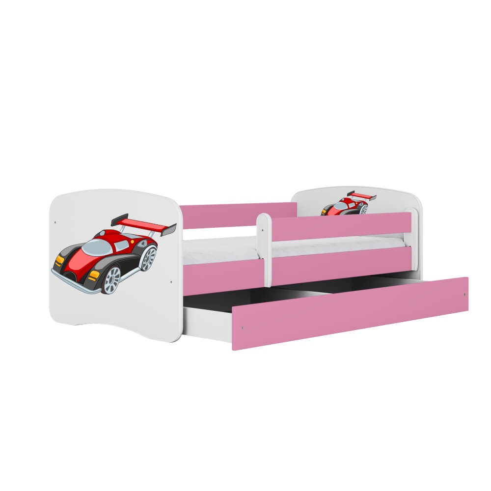 Dodatki w kolorze: różowym/łóżko auto wyścigowe