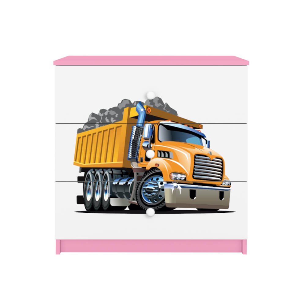Dodatki w kolorze: różowym/komoda ciężarówka