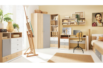 Kolekcja Pixel - dąb biszkoptowy/ biały lux/ szary